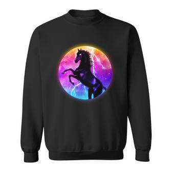 Colorful Retro 80S Eighties Lightning Galaxy Horse Sweatshirt - Monsterry