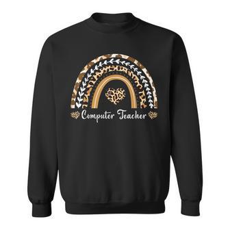 Computer Teacher Leopard Rainbow Boho Back To School 2023 Sweatshirt - Thegiftio UK