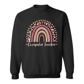 Computer Teacher Leopard Rainbow Boho V2 Sweatshirt - Thegiftio UK