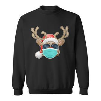 Cool Christmas Rudolph Red Nose Reindeer Mask 2020 Quarantined Graphic Design Printed Casual Daily Basic Sweatshirt - Thegiftio UK