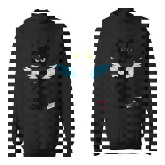 Cool Murderous Black Cat What With Knife Funny Halloween Sweatshirt - Seseable