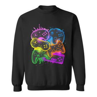 Cool Retro Neon Graffiti Video Game Controllers Sweatshirt - Monsterry CA