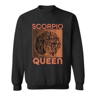 Cool Retro Scorpio Queen Afro Woman Sweatshirt - Monsterry