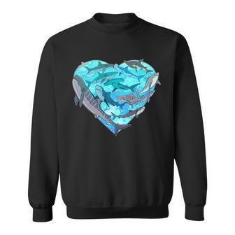 Cool Shark Love Heart Sweatshirt - Monsterry CA