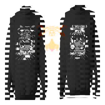 Cool Tiger Sunglasses Vintage Tiger Lovers Men Women Sweatshirt Graphic Print Unisex - Thegiftio UK