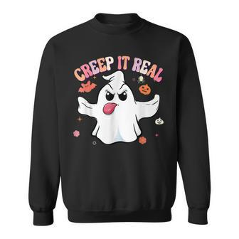 Creep It Real Ghost Kids Boys Girls Halloween Costume Sweatshirt - Thegiftio UK
