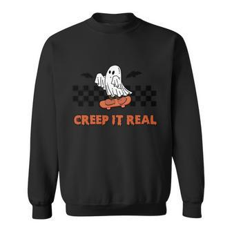 Creep It Real Skateboard Halloween Day Retro Halloween Sweatshirt - Thegiftio UK