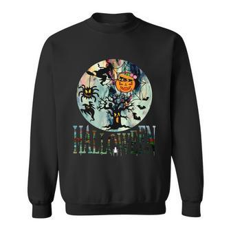 Creepy Halloween Moon Spider Pumpkin Witch Ghost Graphic Design Printed Casual Daily Basic Sweatshirt