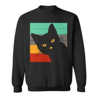 Cute Black Cat Vintage Retro Style Bombay Cat Lovers Sweatshirt - Thegiftio UK