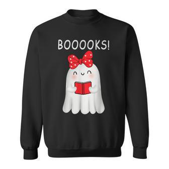 Cute Ghost Book Reading Halloween Teacher Funny Booooks V2 Sweatshirt - Thegiftio UK