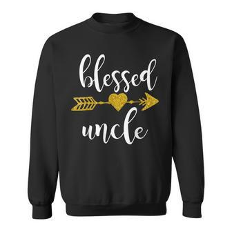 Cute Gold Arrow Blessed Uncle Funny Thanksgiving Day Gifts Men Women Sweatshirt Graphic Print Unisex - Thegiftio UK