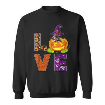 Cute Love Dog Dad Dog Mom Costume Halloween Doberman Men Women Sweatshirt Graphic Print Unisex - Thegiftio UK