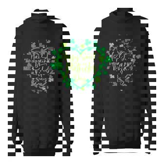 Cute Lucky Heart Shamrock Happy St Patricks Day Family Heart Men Women Sweatshirt Graphic Print Unisex - Thegiftio UK