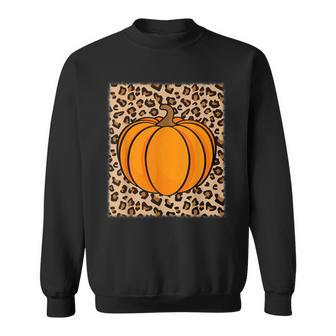 Cute Pumpkin Leopard Print Autumn Fall Halloween Sweatshirt - Seseable