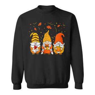 Cute Three Gnomes Autumn Fall Leaves Pumpkin Gnomes Lover Men Women Sweatshirt Graphic Print Unisex - Thegiftio UK