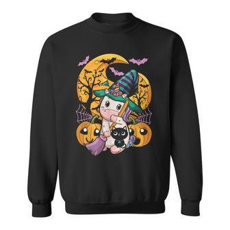 Cute Unicorn Pumpkin Thanksgiving Halloween Womens Autumn Sweatshirt - Seseable