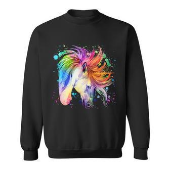 Cute Watercolor Rainbow Unicorn Sweatshirt - Monsterry