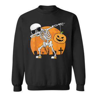 Dabbing Skeleton Funny Halloween Pumpkin Skeleton Sweatshirt - Seseable