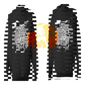 Dabbing Skeleton Funny Halloween Pumpkin Skeleton Sweatshirt | Seseable UK