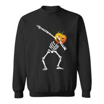 Dabbing Skeleton Pumpkin Face Halloween Graphic Design Printed Casual Daily Basic Sweatshirt
