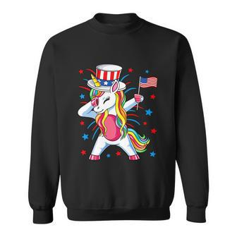 Dabbing Unicorn 4Th Of July Uncle Sam Girls American Flag Sweatshirt - Monsterry CA