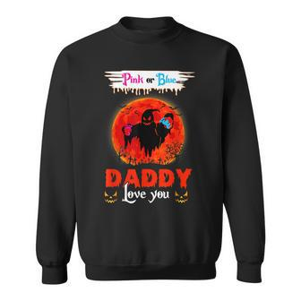 Daddy Pink Or Blue Gender Reveal Moon Witch Halloween Party Sweatshirt | Seseable UK