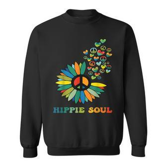 Daisy Peace Sign & Hearts Hippie Soul Retro Vintage Hippie Sweatshirt - Thegiftio UK