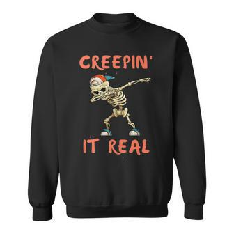 Dancing Skeleton And Dab Press For Halloween Sweatshirt - Seseable