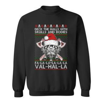 Deck The Halls Skulls Bodies Vikings Santa Ugly Christmas Sweater Sweatshirt - Monsterry