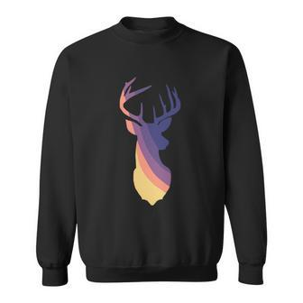 Deer Groovy Stripes Deer Head Graphic Design Printed Casual Daily Basic Sweatshirt - Thegiftio UK