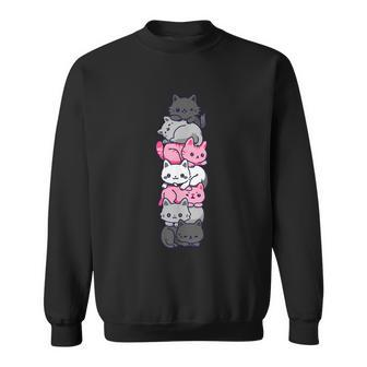 Demigirl Pride Cat Lgbt Demi Girl Flag Cute Kawaii Cats Sweatshirt - Monsterry
