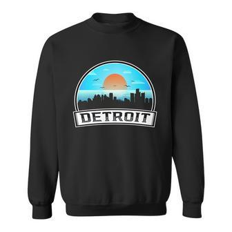 Detroit Skyline Downtown Detroit Motor City Graphic Design Printed Casual Daily Basic Sweatshirt - Thegiftio UK