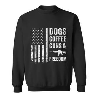 Dogs Coffee Guns & Freedom Funny Pro Gun American Flag Sweatshirt - Thegiftio UK