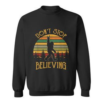 Dont Stop Believing Bigfoot Rock And Roll Retro Sasquatch Sweatshirt - Monsterry