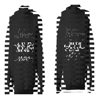 Downtown Chicago Illinois City Skyline Calligraphy Gift Graphic Design Printed Casual Daily Basic Sweatshirt - Thegiftio
