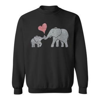 Elephant Hugs Gray Mom And Baby With Red Heart Sweatshirt - Thegiftio UK