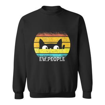 Ew People Black Cat Vintage People Retro Cat Sweatshirt - Thegiftio UK