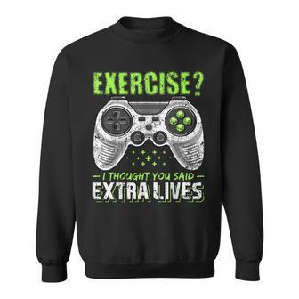 Extra Lives Funny Video Game Controller Retro Gamer Boys V14 Sweatshirt - Thegiftio UK