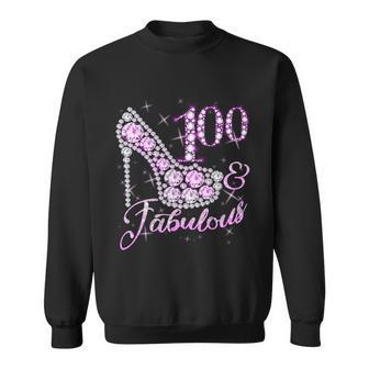 Fabulous & 100 Sparkly Shiny Heel 100Th Birthday Tshirt Sweatshirt - Monsterry AU
