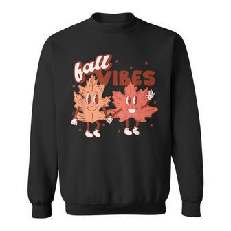 Fall Vibes Pumpkins Funny Leaves Autumn Vibes Red With Gold Sweatshirt - Thegiftio UK