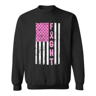 Fight Breast Cancer American Flag Sweatshirt - Monsterry AU