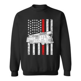 Fire Truck American Firefighter Thin Red Line Flag Tshirt Sweatshirt - Monsterry UK