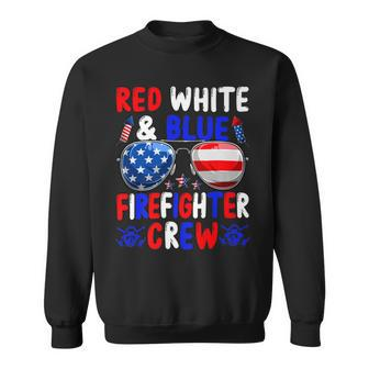 Firefighter Funny Red White And Blue Firefighter Squad American Flag V2 Sweatshirt - Seseable
