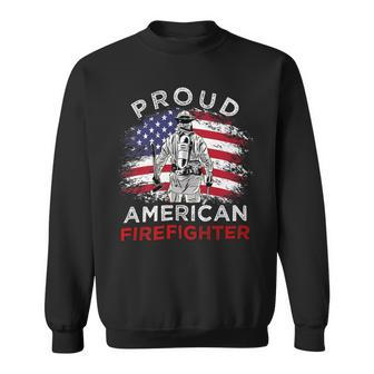 Firefighter Proud American Firefighter Vintage July 4Th For Firefighter Sweatshirt - Seseable