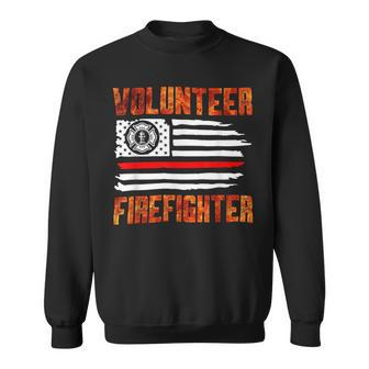 Firefighter Red Line Flag Fireman Wife Girlfriend Volunteer Firefighter Sweatshirt - Seseable