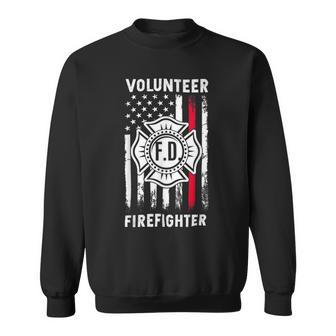 Firefighter Red Line Flag Fireman Wife Mom Volunteer Firefighter Sweatshirt - Seseable