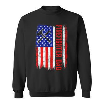 Firefighter Retro American Flag Firefighter Dad Jobs Fathers Day Sweatshirt - Seseable