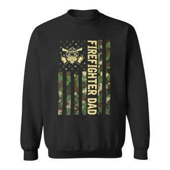 Firefighter Retro Camouflage Usa Flag Firefighter Dad Fathers Day Sweatshirt - Seseable