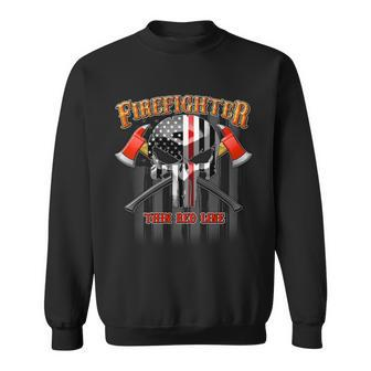 Firefighter Thin Red Line Flag Skull Tshirt Sweatshirt - Monsterry UK