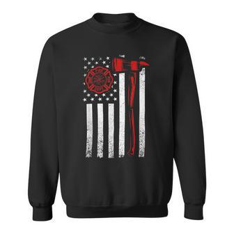 Firefighter Thin Red Line T Firefighter American Flag Axe Sweatshirt - Seseable